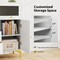 Grey Engineered Wood Cabinet with Tempered Glass Door, 3 Drawers and Adjustable Shelf